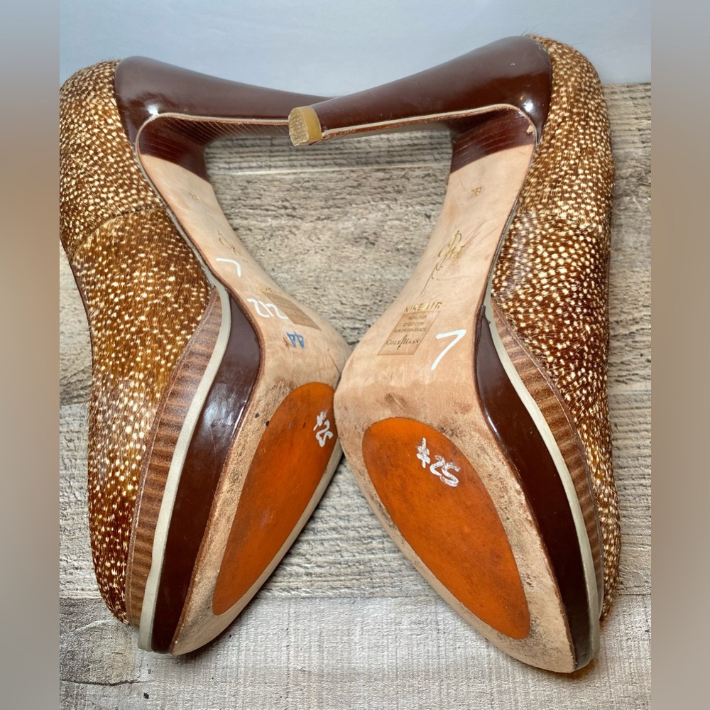 Cole Haan Women’s Chelsea Chestnut‎ Sand High Heel Pumps Animal Print Size 7 - Picture 7 of 8